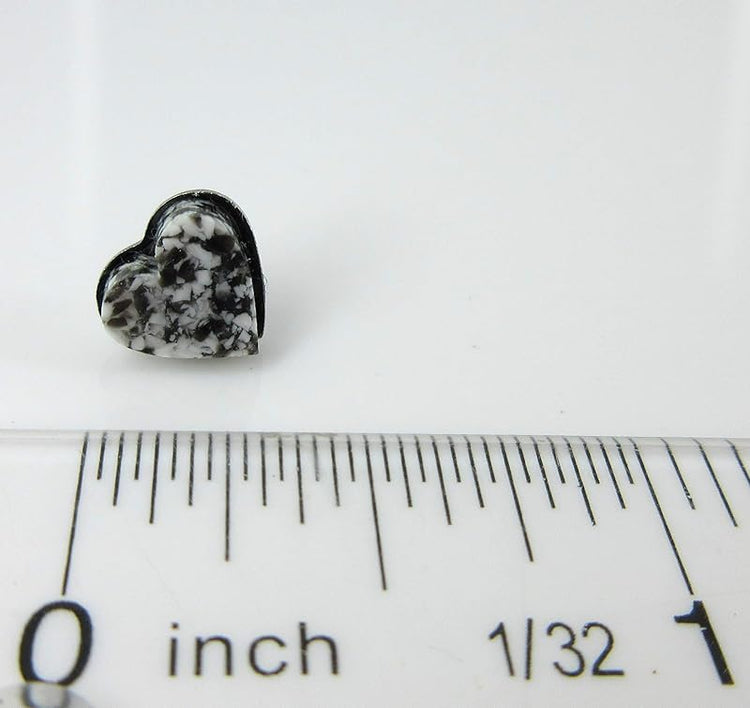Summerfield Collection Stainless Steel Faux Granite Stone Acrylic Heart Stud Earrings 8mm