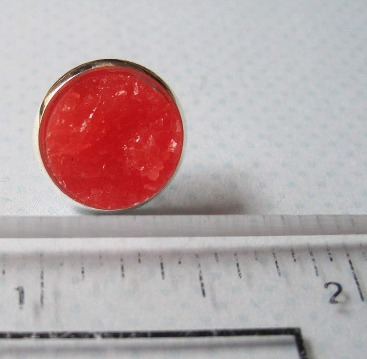 Summerfield Collection Silver-tone Faux Druzy Stone Stud Earrings 12mm (Cherry Red)