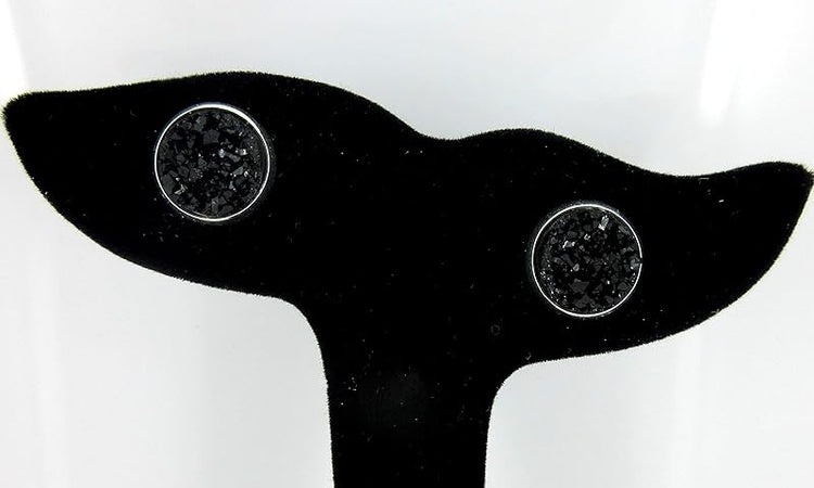 Summerfield Collection Trio Silver-tone Stud Earrings Faux Druzy Stone Orange AB Black Set 12mm