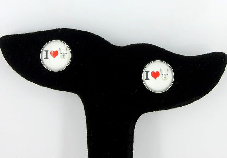 Summerfield Collection Stainless Steel Llama Print Glass Stud Earrings 12mm (I Heart Llama)