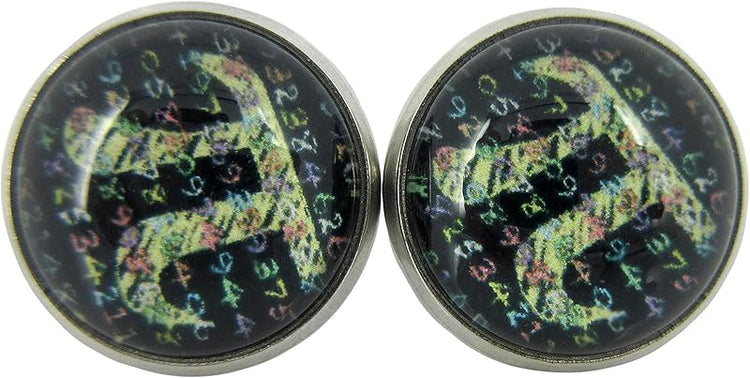 Summerfield Collection Stainless Steel Pi Print Glass Stud Earrings 12mm