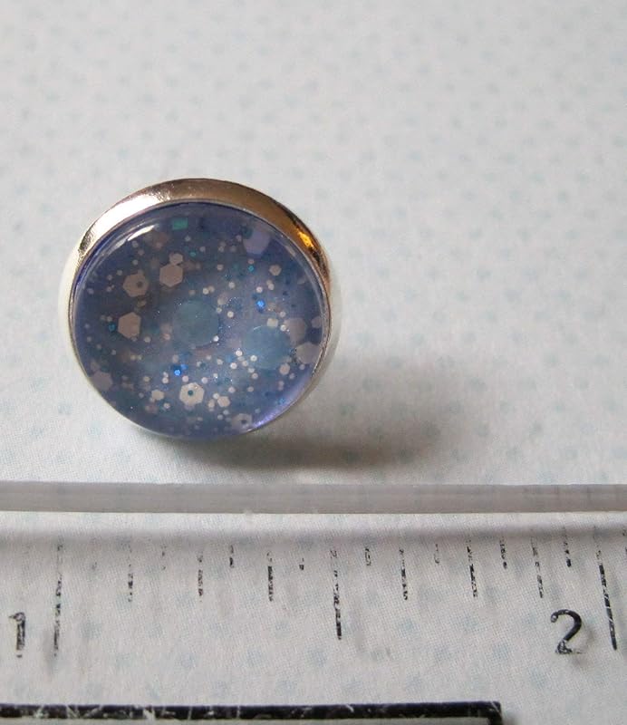 Summerfield Collection Silver-Tone Ice Blue and White Glitter Glass Stud Earrings 12mm