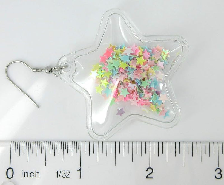 Summerfield Collection Confetti Glitter Shaker Large Star Dangle Earrings Stainless Steel (Multi)