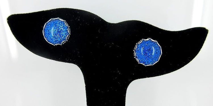 Summerfield Collection Trio Silver-tone Stud Earrings Mint Green Faux Druzy Stone Mermaid Scale Blue Glitter Resin Set