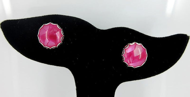 Summerfield Collection Stainless Steel Faux Shell Stud Earrings 12mm (Magenta)