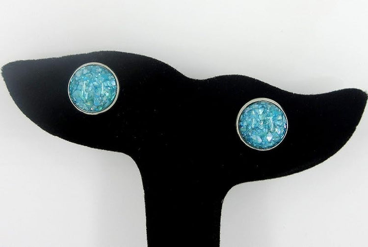 Summerfield Collection Stainless Steel Faux Shell Stud Earrings 12mm (Seafoam Blue)