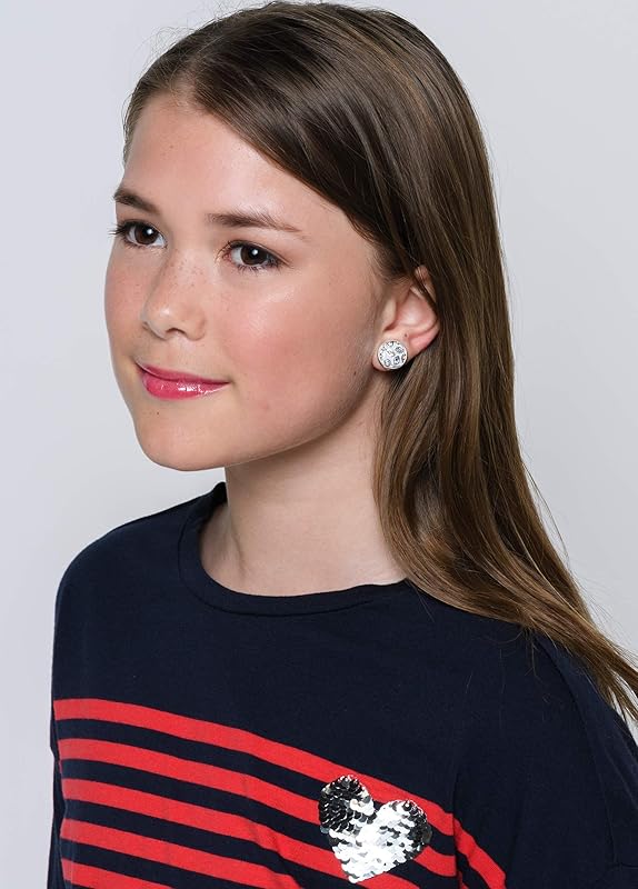 Summerfield Collection Silver-tone Frosted Flower Metallic Rainbow Stud Earrings 12mm (Silver)