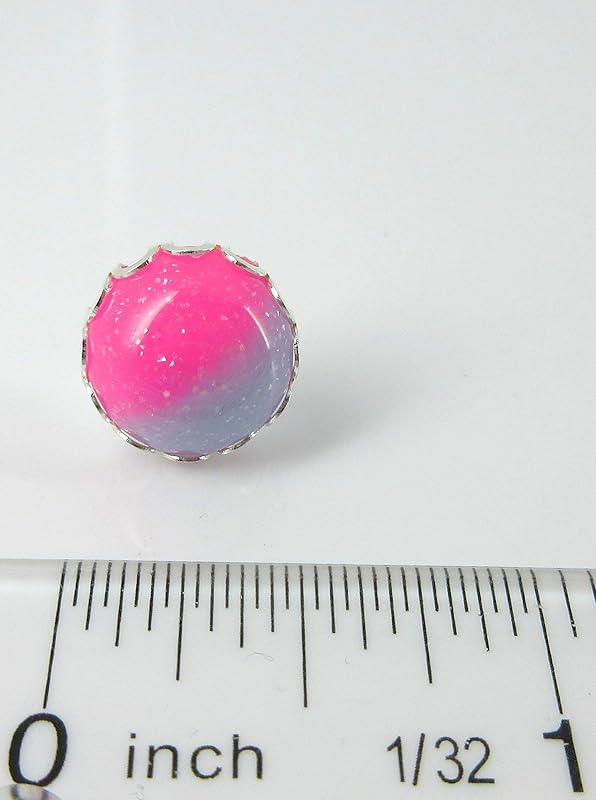 Summerfield Collection Stainless Steel Glitter Resin Stud Earrings 12mm Hot Pink Kawaii