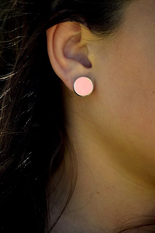 Summerfield Collection Silver-tone Faux Druzy Stone Stud Earrings 12mm (Peach Pink)