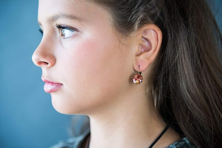 Summerfield Collection Antiqued Gold-tone Faux Tortoise Shell Resin Lever-back Drop Earrings