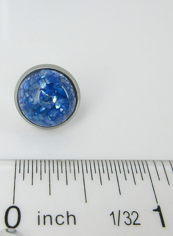 Summerfield Collection Stainless Steel Faux Shell Stud Earrings 12mm (Blue)