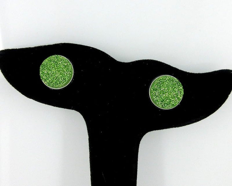 Summerfield Collection Silver-tone Spring Green Glitter Faux Druzy Stone Stud Earrings 12mm