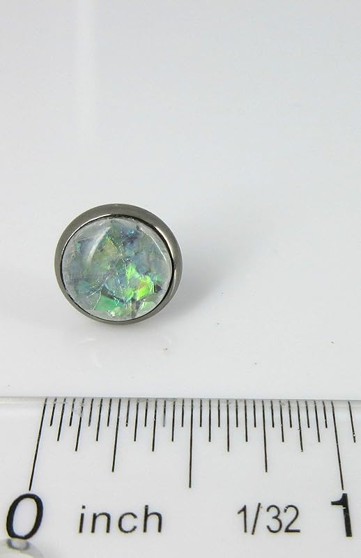 Summerfield Collection Hematite-tone Gray and Opalescent Leaf Resin Stud Earrings 10mm