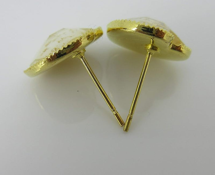 Summerfield Collection Gold-tone Heart Shaped Faceted Resin Leaf Foil Stud Earrings 12mm (White)