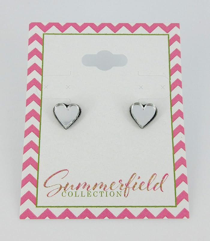 Summerfield Collection Stainless Steel Mirror Heart Stud Earrings 8mm (Clear)