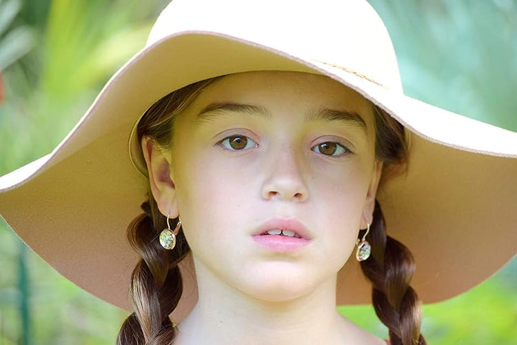 Summerfield Collection Rose Gold-tone Pearly Silver and 5 Metal Glitter Glass Drop Earrings Hand-painted