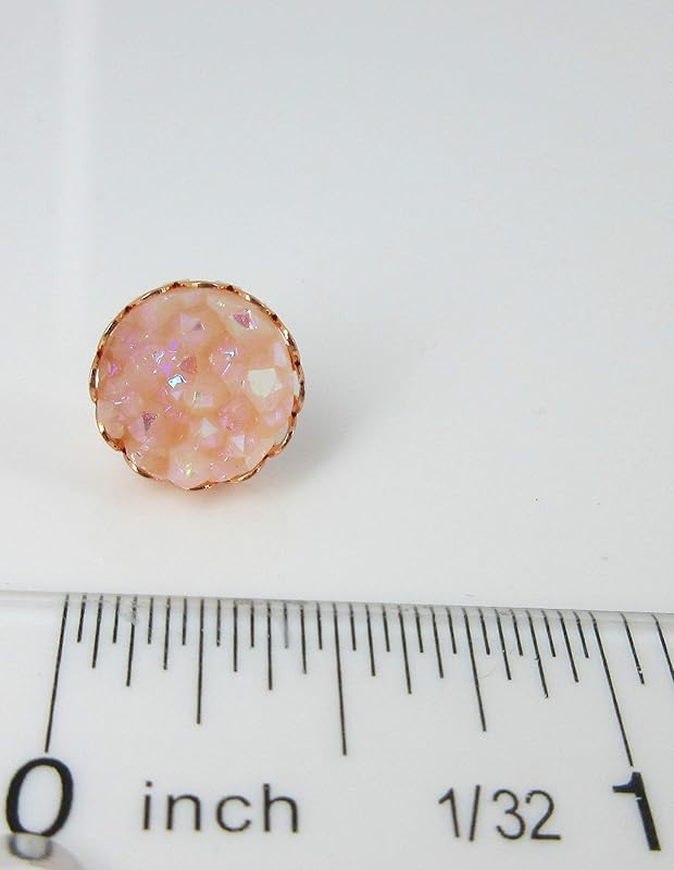 Summerfield Collection Rose Gold-tone Clear Light Pink AB Faux Druzy Stone Stud Earrings 10mm