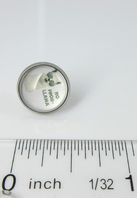 Summerfield Collection Stainless Steel Llama Print Glass Stud Earrings 12mm (No Prob Llama)