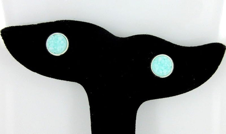 Summerfield Collection Silver-tone Faux Druzy Stone Stud Earrings 8mm (Ice Blue)