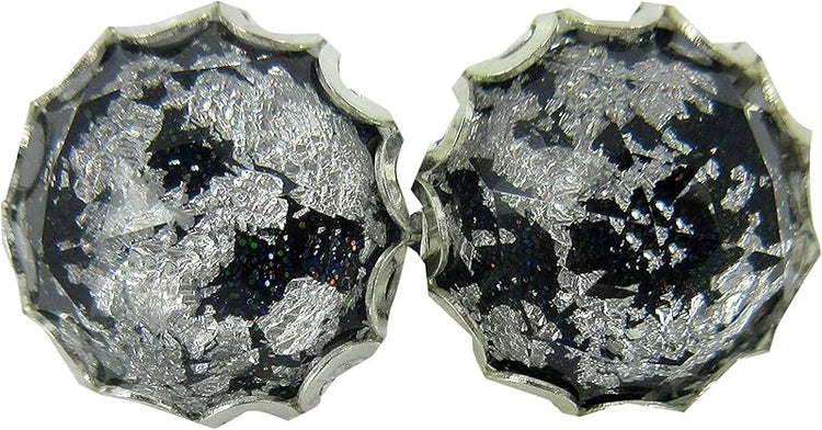 Summerfield Collection Silver Foil Faceted Resin Stud Earrings 12mm (Black)
