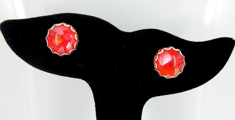 Summerfield Collection Stainless Steel Faux Shell Stud Earrings 12mm (Red)