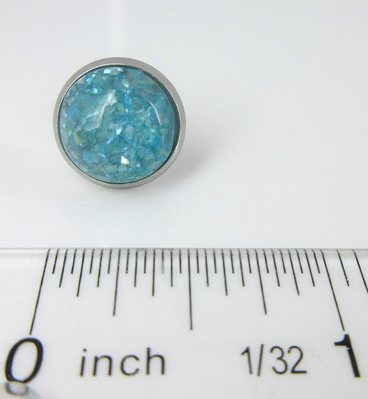 Summerfield Collection Stainless Steel Faux Shell Stud Earrings 12mm (Seafoam Blue)