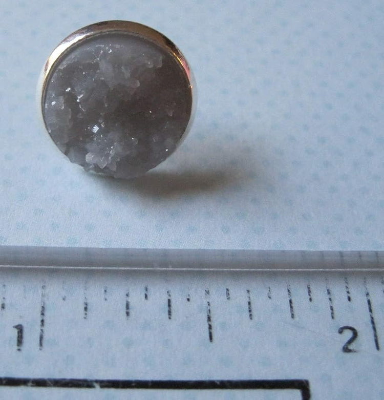Summerfield Collection Silver-tone Faux Druzy Stone Stud Earrings 12mm (Gray)