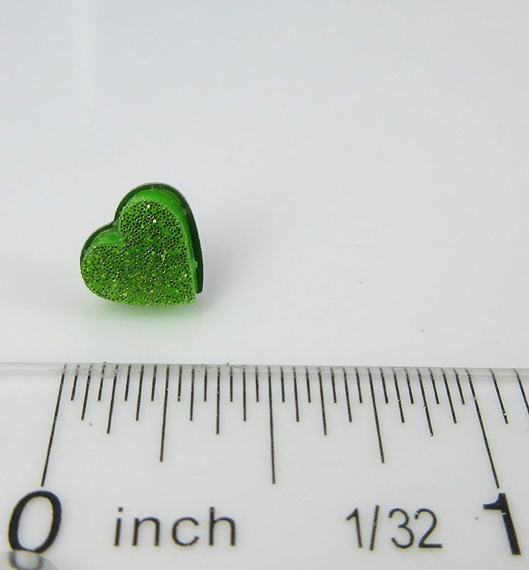 Summerfield Collection Stainless Steel Glitter Acrylic Heart Stud Earrings 8mm (Lime Green)