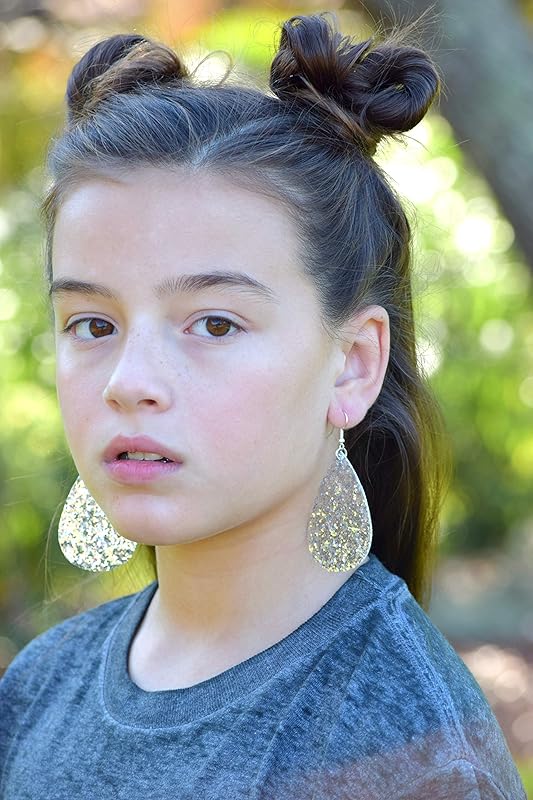 Summerfield Collection Silver-tone Glitter Faux Leather Large Teardrop Dangle Earrings (Silver)