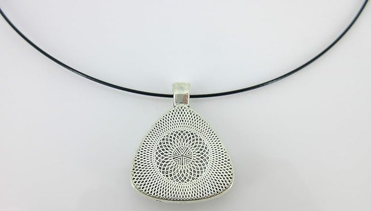 Summerfield Collection Silver-Tone Black and Rainbow Glitter Glass Geometric Pendant Necklace Magnetic 18 inch