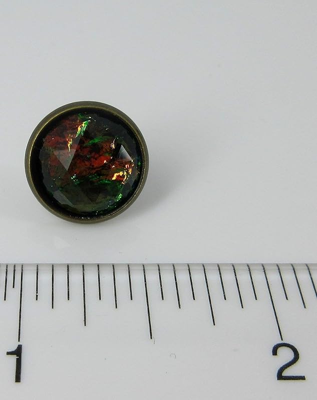 Summerfield Collection Antiqued Gold-tone Faceted Resin Opalescent Stud Earrings 12mm (Black)