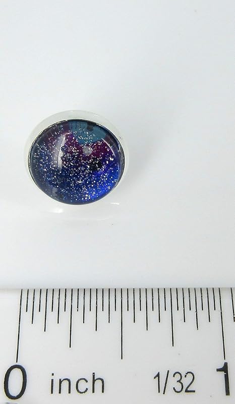 Summerfield Collection Silver-tone Glitter Glass Galaxy 12mm Stud Earrings Blue Purple Teal