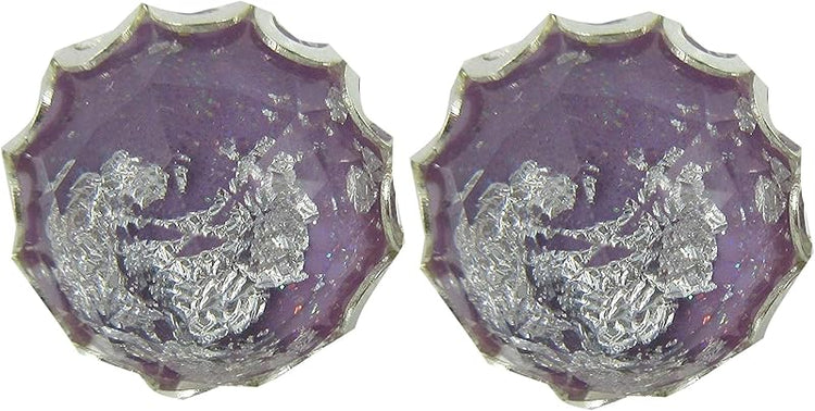 Summerfield Collection Silver Foil Faceted Resin Stud Earrings 12mm (Lavender Purple)