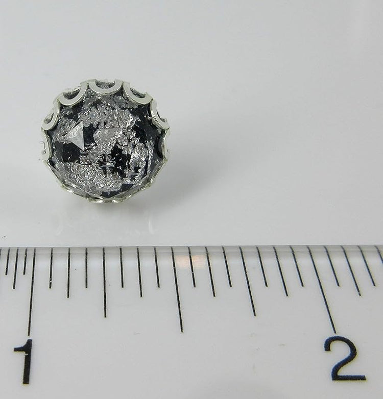 Summerfield Collection Silver Foil Faceted Resin Stud Earrings 12mm (Black)