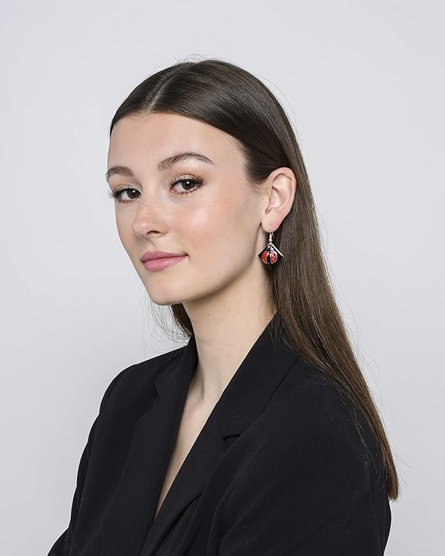 Summerfield Collection Silver-tone Black Enamel and Red Ladybug Charm Dangle Earrings