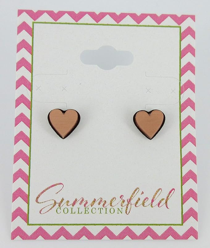 Summerfield Collection Stainless Steel Brushed Copper-tone Acrylic Heart Stud Earrings 8mm