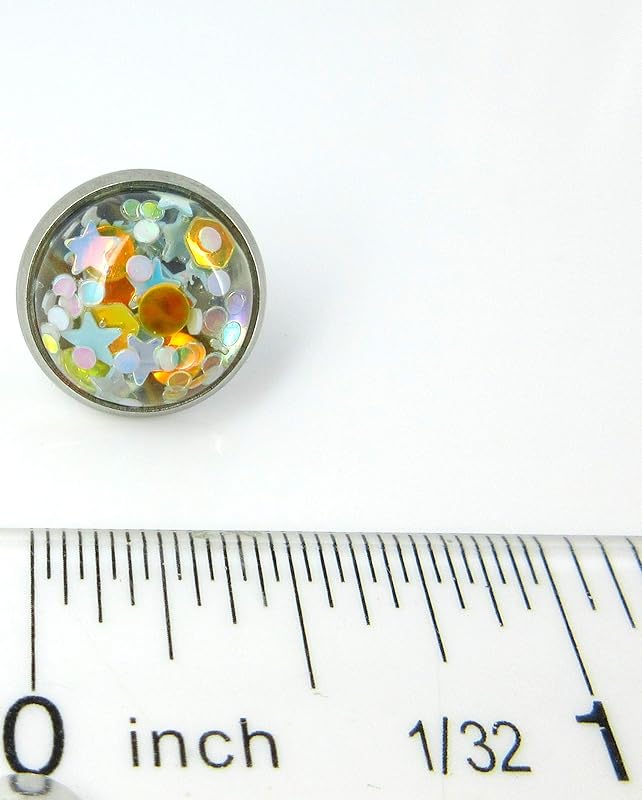 Summerfield Collection Stainless Steel Glitter Resin Globe Stud Earrings 12mm (Goldenrod)