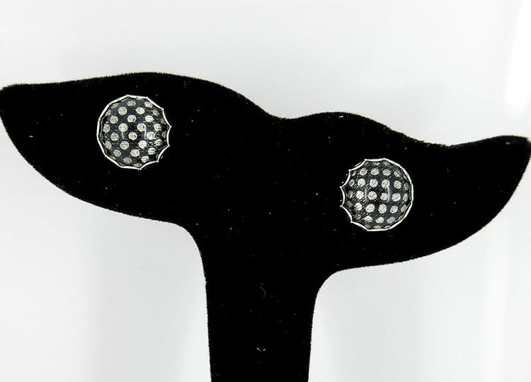 Summerfield Collection Stainless Steel Black Polka Dot Resin Stud Earrings 12mm