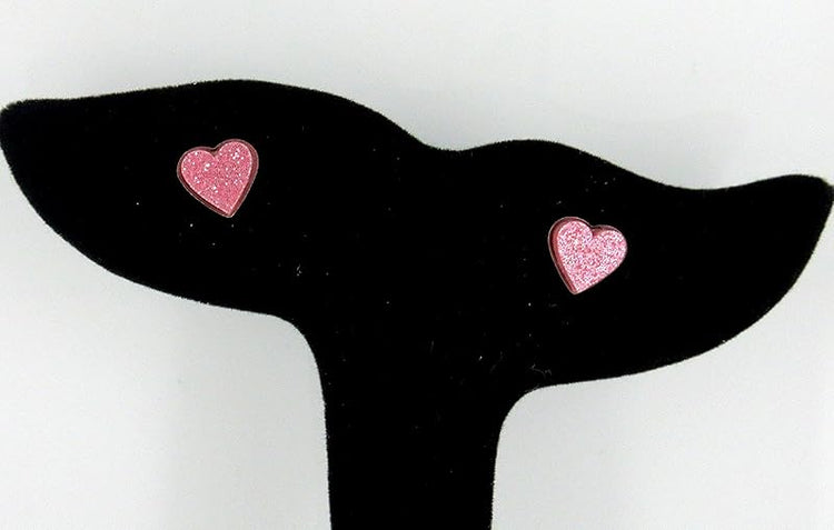 Summerfield Collection Stainless Steel Glitter Acrylic Heart Stud Earrings 8mm (Bubblegum Pink)