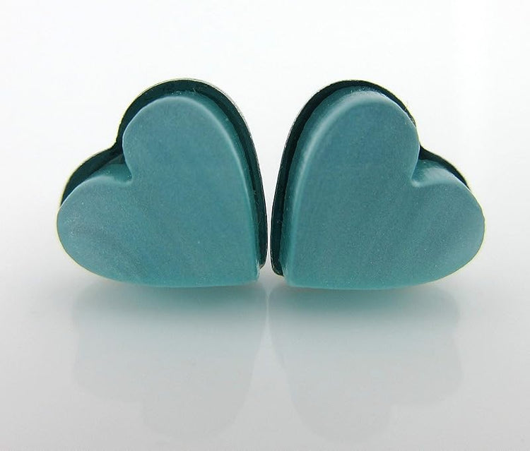 Summerfield Collection Stainless Steel Pearly Acrylic Heart Stud Earrings 8mm (Seafoam)