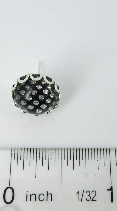 Summerfield Collection Stainless Steel Black Polka Dot Resin Stud Earrings 12mm