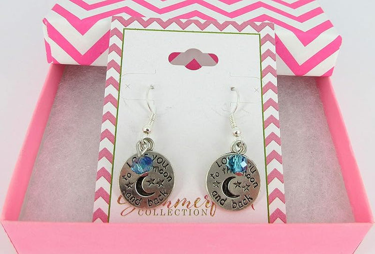 Summerfield Collection Antiqued Silver-tone Love You to the Moon and Back Charm Dangle Earrings