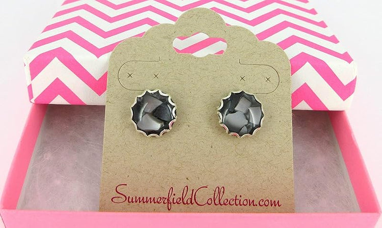 Summerfield Collection Stainless Steel Faux Shell Stud Earrings 12mm (Black)