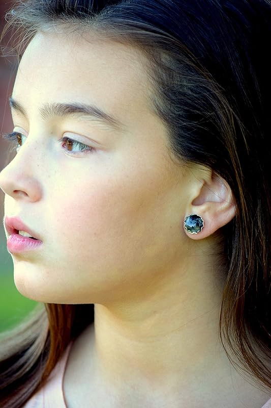 Summerfield Collection Stainless Steel Faux Shell Stud Earrings 12mm (Black)