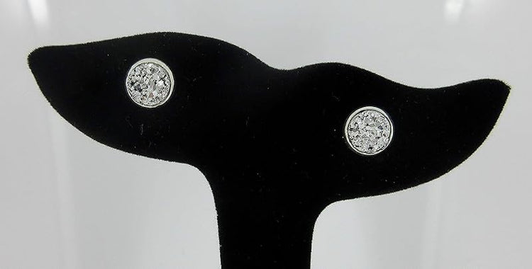 Summerfield Collection Silver-tone Metallic Faux Druzy Stone Stud Earrings 8mm (Silver)