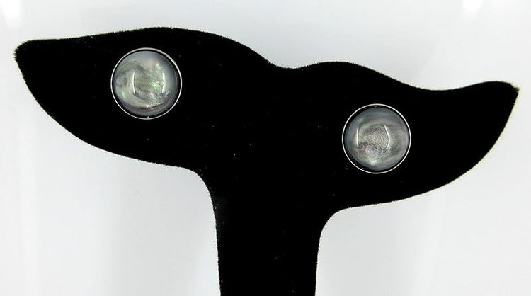 Summerfield Collection Hematite-tone Faux Stone Resin Stud Earrings 12mm Mystical Gray Pink