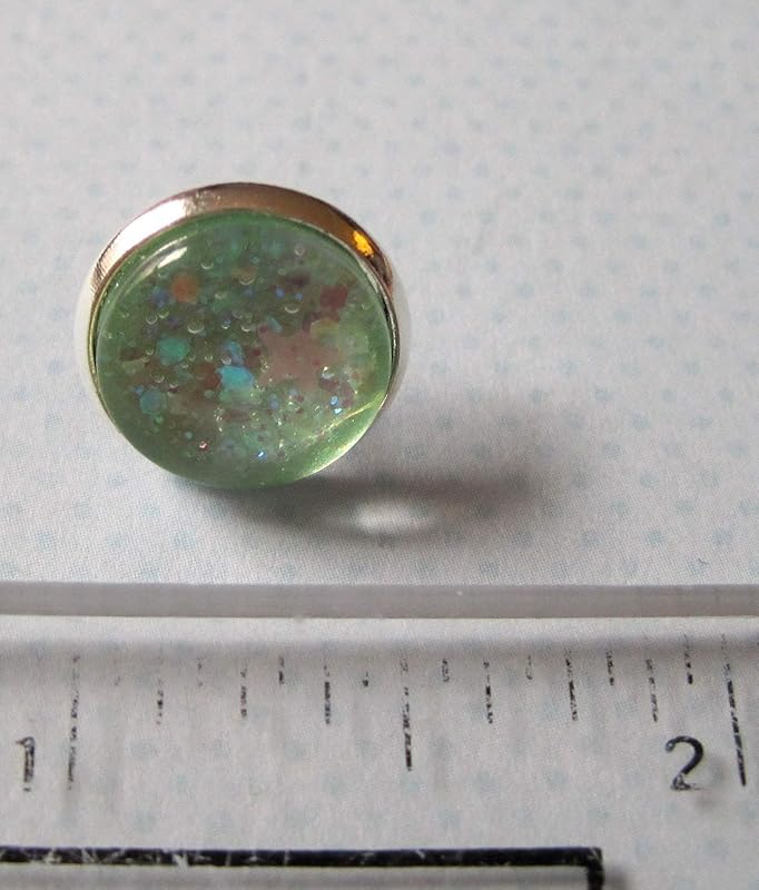 Summerfield Collection Silver-Tone Seafoam Iridescent Glitter Glass Stud Earrings 1/2" Round Mermaid Tears