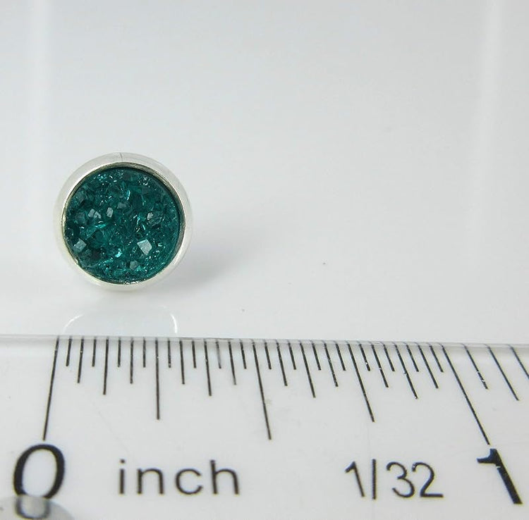 Summerfield Collection Silver-tone Caribbean Blue Faux Druzy Stone Stud Earrings (8mm)