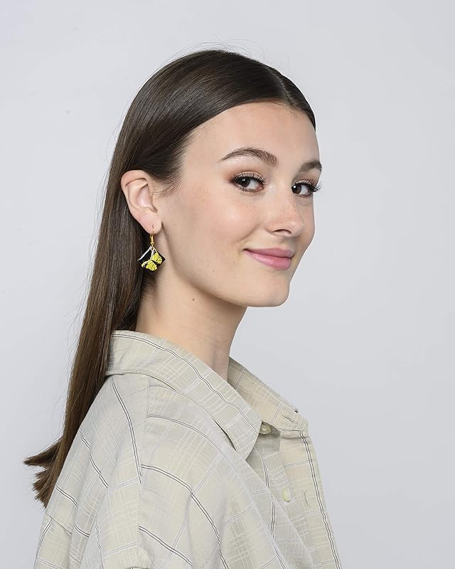 Summerfield Collection Gold-tone Enamel Butterfly Charm Dangle Earrings (Green/Black)