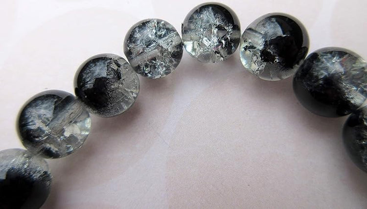 Summerfield CollectionInterchangeable Snap Bracelet 3 Charm Set Blue Galaxy Glitter Glass Black Clear Crackle Stretch